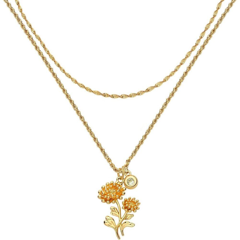 Birth Flower Necklace Gold Plated Dainty Birth Month Floral Jewelry Gift